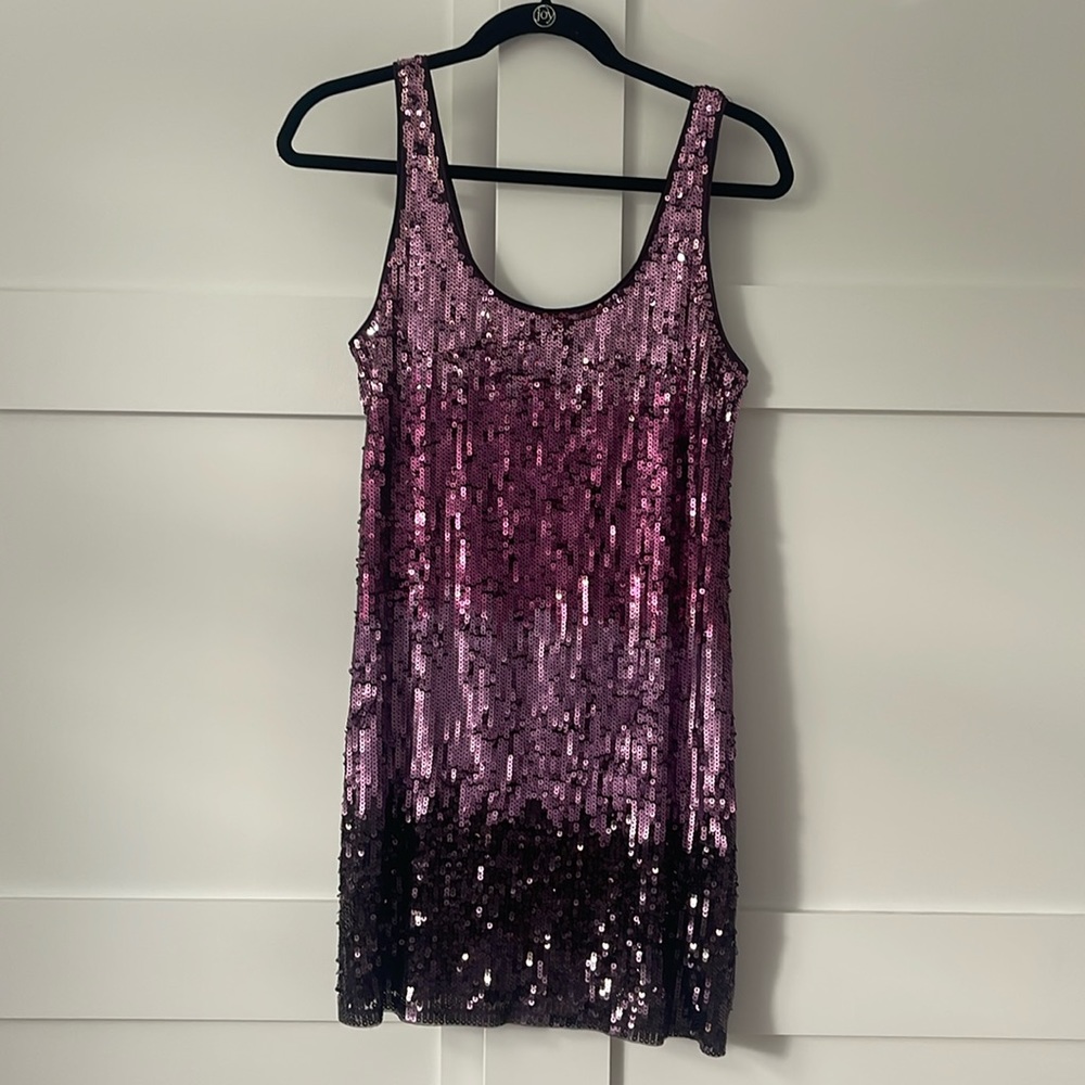 Express Purple Ombré Sequin Sleeveless Mini Dress Small